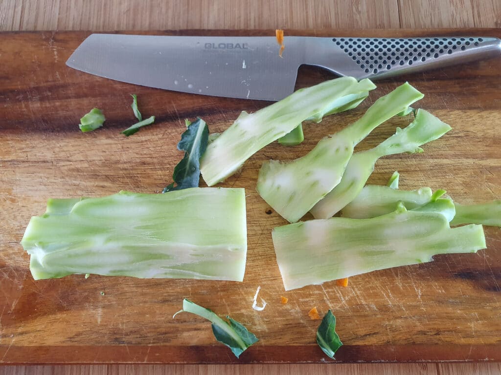 Slow cooker lamb ragu 10 Chopping broccoli stem.