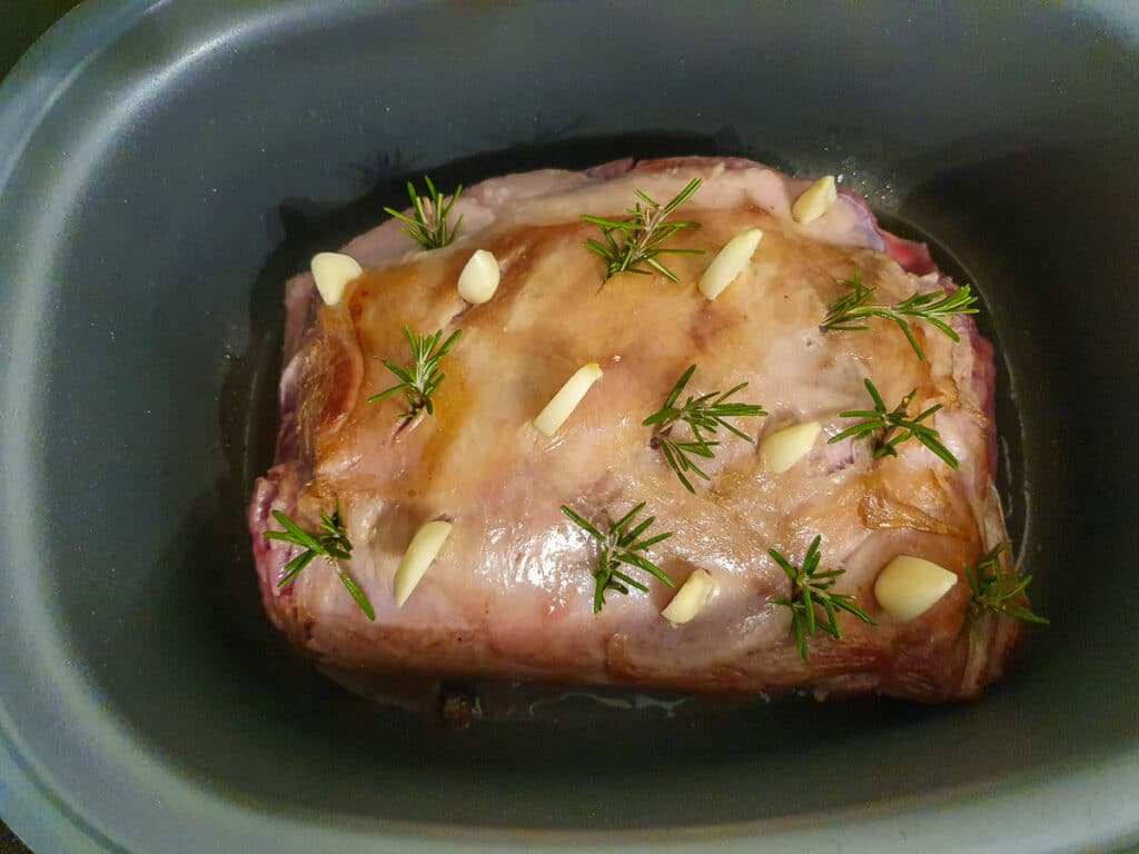 Lamb shoulder in slow cooker.