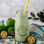Feijoa Smoothie 8 Feijoa smoothie with straw.