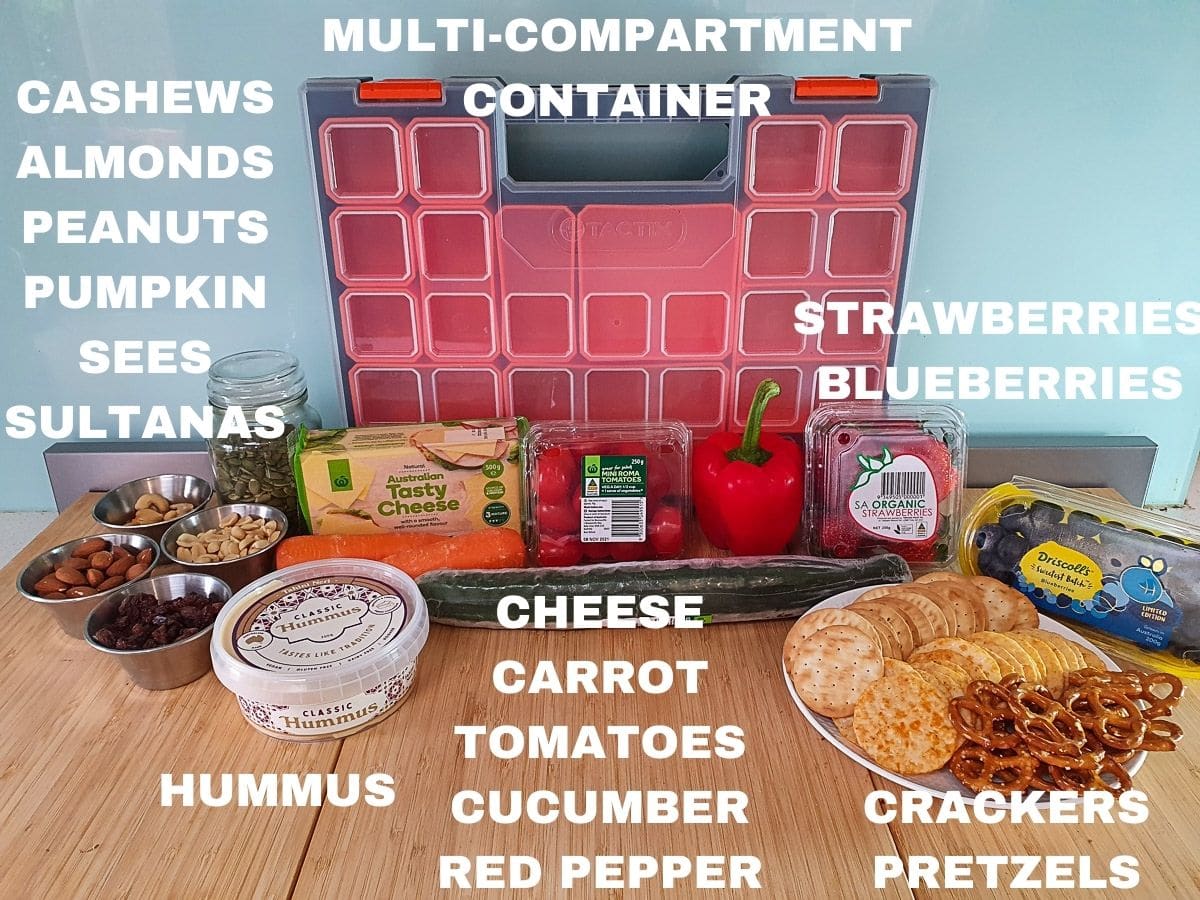 Kids Charcuterie Board 3 Ingredients as per main body of text.
